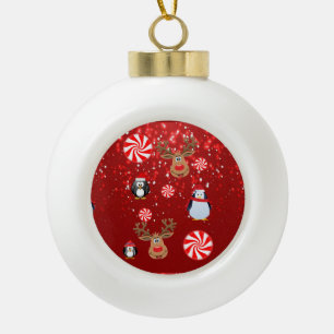 Weihnachts-Keramik Ball Ornament, Pinguin Keramik Kugel-Ornament