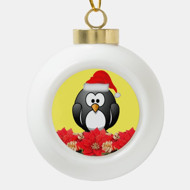 Weihnachts-Keramik Ball Ornament, Pinguin Keramik Kugel-Ornament (Vorderseite)