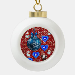 Weihnachts-Keramik Ball Ornament, Schneemann Keramik Kugel-Ornament