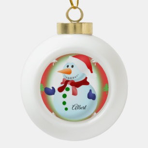 Weihnachts-Keramik Ball Ornament, Schneemann Keramik Kugel-Ornament