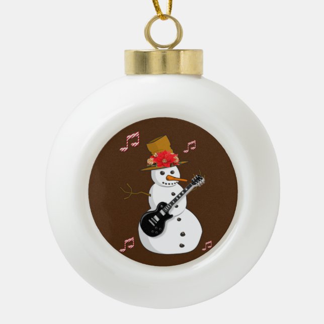 Weihnachts-Keramik Ball Ornament, Schneemann Keramik Kugel-Ornament (Vorderseite)