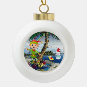 Weihnachts-Keramik Ball Ornament, Schneemann Keramik Kugel-Ornament