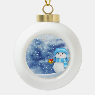 Weihnachts-Keramik Ball Ornament, Schneemann Keramik Kugel-Ornament