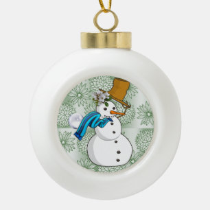 Weihnachts-Keramik Ball Ornament, Schneemann Keramik Kugel-Ornament
