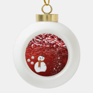 Weihnachts-Keramik Ball Ornament, Schneemann Keramik Kugel-Ornament