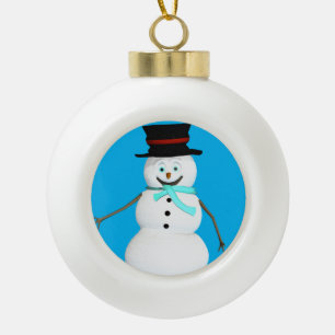 Weihnachts-Keramik Ball Ornament, Schneemann Keramik Kugel-Ornament