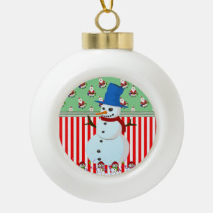 Weihnachts-Keramik Ball Ornament, Schneemann Keramik Kugel-Ornament