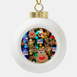 Weihnachts-Keramik Ball Ornament, Schneemann Keramik Kugel-Ornament