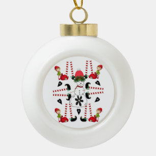 Weihnachts-Keramik Ball Ornament, Snowman Elf Keramik Kugel-Ornament