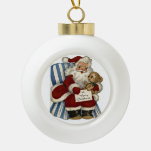 Weihnachts-Keramik Ball Ornament, Vintag Keramik Kugel-Ornament