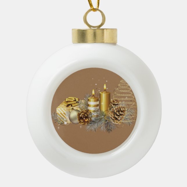 Weihnachts-Keramik Ball Ornament, Weihnachtskerze Keramik Kugel-Ornament (Vorderseite)