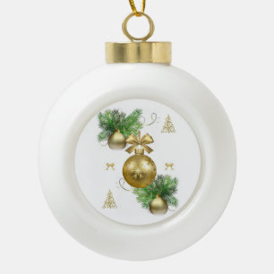 Weihnachts-Keramik-Kugelschmuck, Goldene Kugeln Keramik Kugel-Ornament