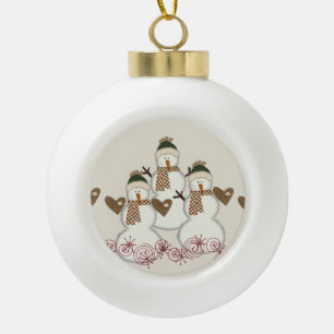 Weihnachts-Keramik-Kugelschmuck, Schneemann-Kerami Keramik Kugel-Ornament