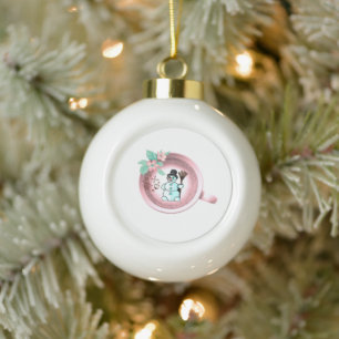 Weihnachts-Keramik-Kugelschmuck, Schneemann-Kerami Keramik Kugel-Ornament