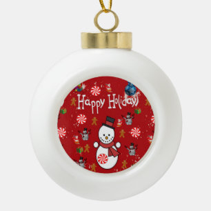 Weihnachts-Keramik-Kugelschmuck, Schneemann Keramik Kugel-Ornament