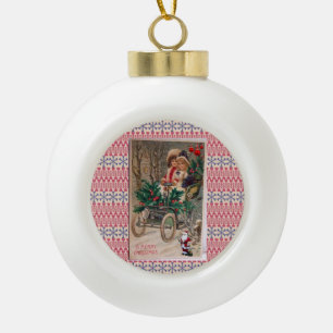 Weihnachts-Keramik-Kugelschmuck, Vintage Keramik Kugel-Ornament