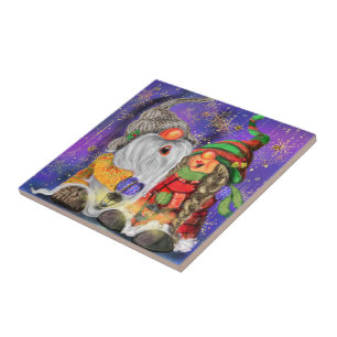 Weihnachts Keramik Tile Geschenk Happy Gnomes sing Fliese