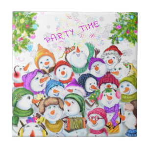 Weihnachts-Keramik Tile Geschenk Happy Snowmans Pa Fliese