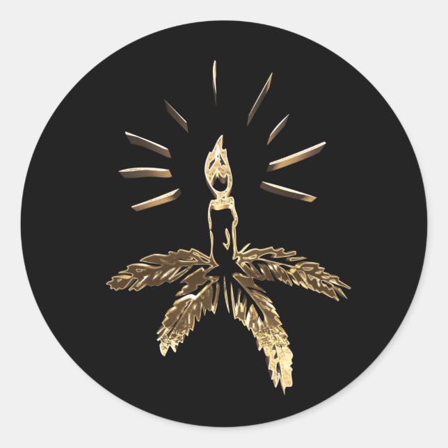 Weihnachts-Kerzenhalter Black Gold Elegante Runder Aufkleber (Vorderseite)