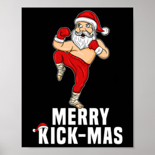 Weihnachts-Kickboxen Santa Merry Kickmas Geschenk Poster