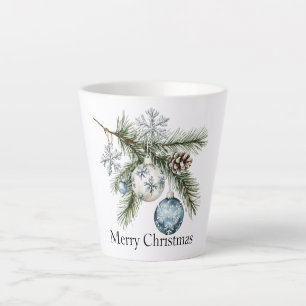 Weihnachts-Kiefer-Schneeflocke Blau-Weiße-Ornament Milchtasse