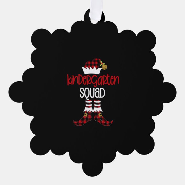 Weihnachts-Kindergarten Squad Elf Lehrerin Student Ornament Karte (Vorderseite)