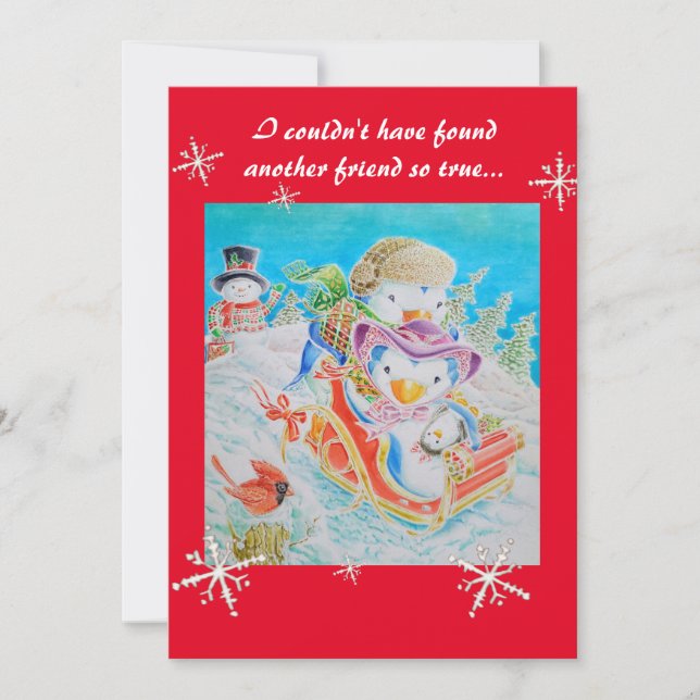 Weihnachts-Kinderkarte für einen Freund. Feiertagskarte (Vorderseite)