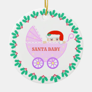 Weihnachts-Kinderwagen Keramik Ornament
