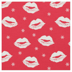 Weihnachts Kisses Rot und Weiß Muster Stoff