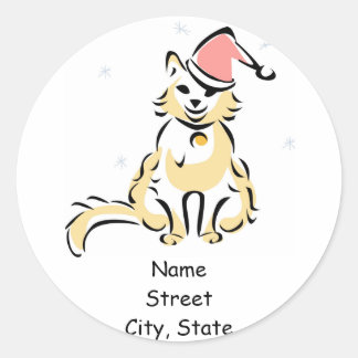 Weihnachts-Kitten/Katzen-Urlaubsadresse Runder Aufkleber