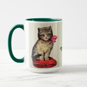 Weihnachts-Kitten mit einem roten Bow Tasse