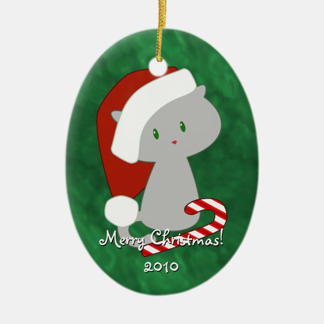 Weihnachts-Kitten-Ornament Keramikornament (Vorne)