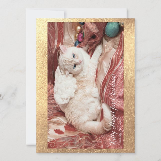 Weihnachts-Kitty Engel Karte (Vorderseite)