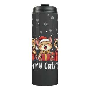 Weihnachts-Kitty-Katzen Frohe Katmas Thermosbecher