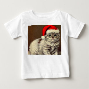 Weihnachts-Kitty-Weihnachtsmannmütze Baby T-shirt