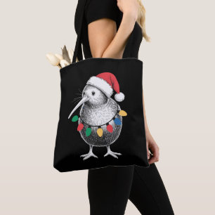 Weihnachts-Kiwi-Vogel-Santa-Hut-Lichter-Feiertage-