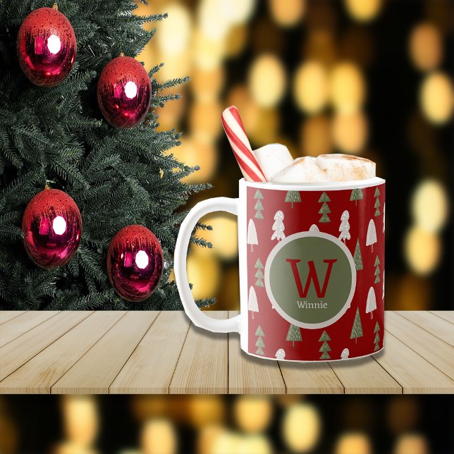 Weihnachts-Klassik-Bäume benutzerdefinierte Monogr Kaffeetasse (Von Creator hochgeladen)