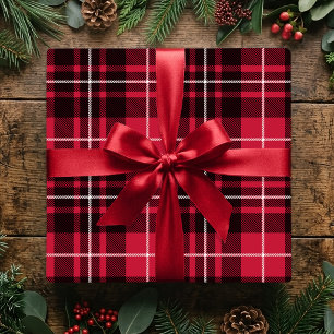 Weihnachts-Klassiker-Karomuster Rustikal Rot Festt Geschenkpapier