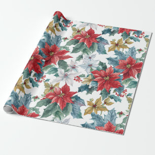 Weihnachts-Klassiker Poinsettie Geschenkpapier