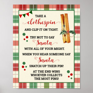 Weihnachts-Kleidung Sage kein Santa-Game-Zeichen Poster