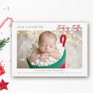 Weihnachts-Kleine Geschenk Red Green Foto Baby Ankündigung
