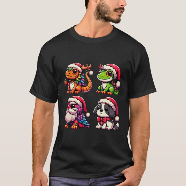 Weihnachts kleine Helfer Süße Tier Weihnachtskolle T-Shirt (Vorderseite)
