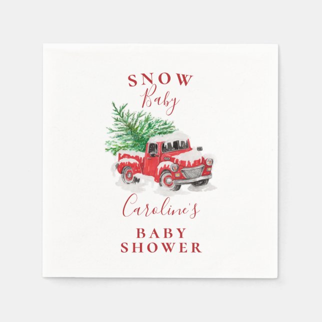 Weihnachts Kleiner Red Truck Baby Dusche Napkins Serviette (Vorderseite)