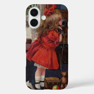 Weihnachts kleines Mädchen Telefon Antiquität iPhone 16 Hülle