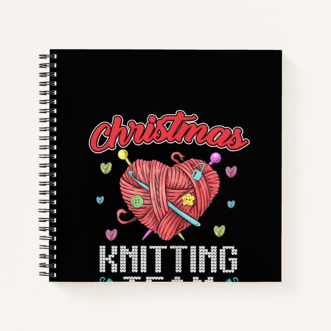 Weihnachts-Knitterteam Heart Yarn Crochet Notizbuch (Vorderseite)