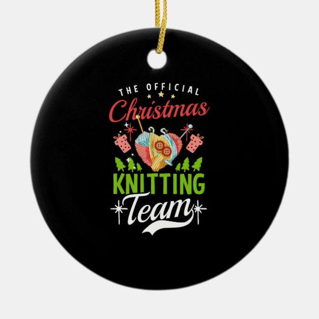 Weihnachts-Knitting-Team Keramik Ornament (Vorne)