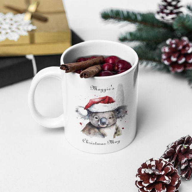 Weihnachts-Koala, anpassbar Zweifarbige Tasse (Von Creator hochgeladen)