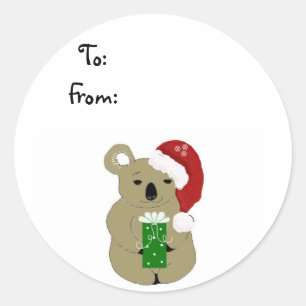 Weihnachts-Koala-Bär Runder Aufkleber