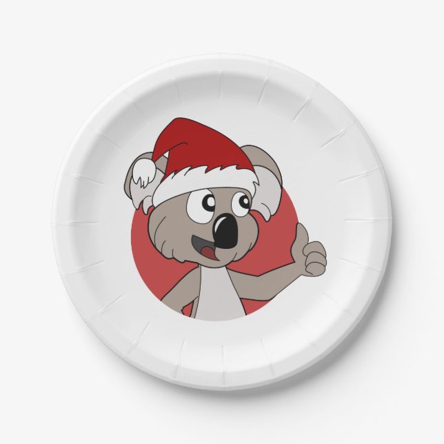 Weihnachts-Koala-Cartoon-Papier-Teller Pappteller (Vorderseite)