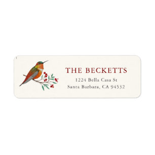Weihnachts-Kolibri-Rücksende-Adressetikett